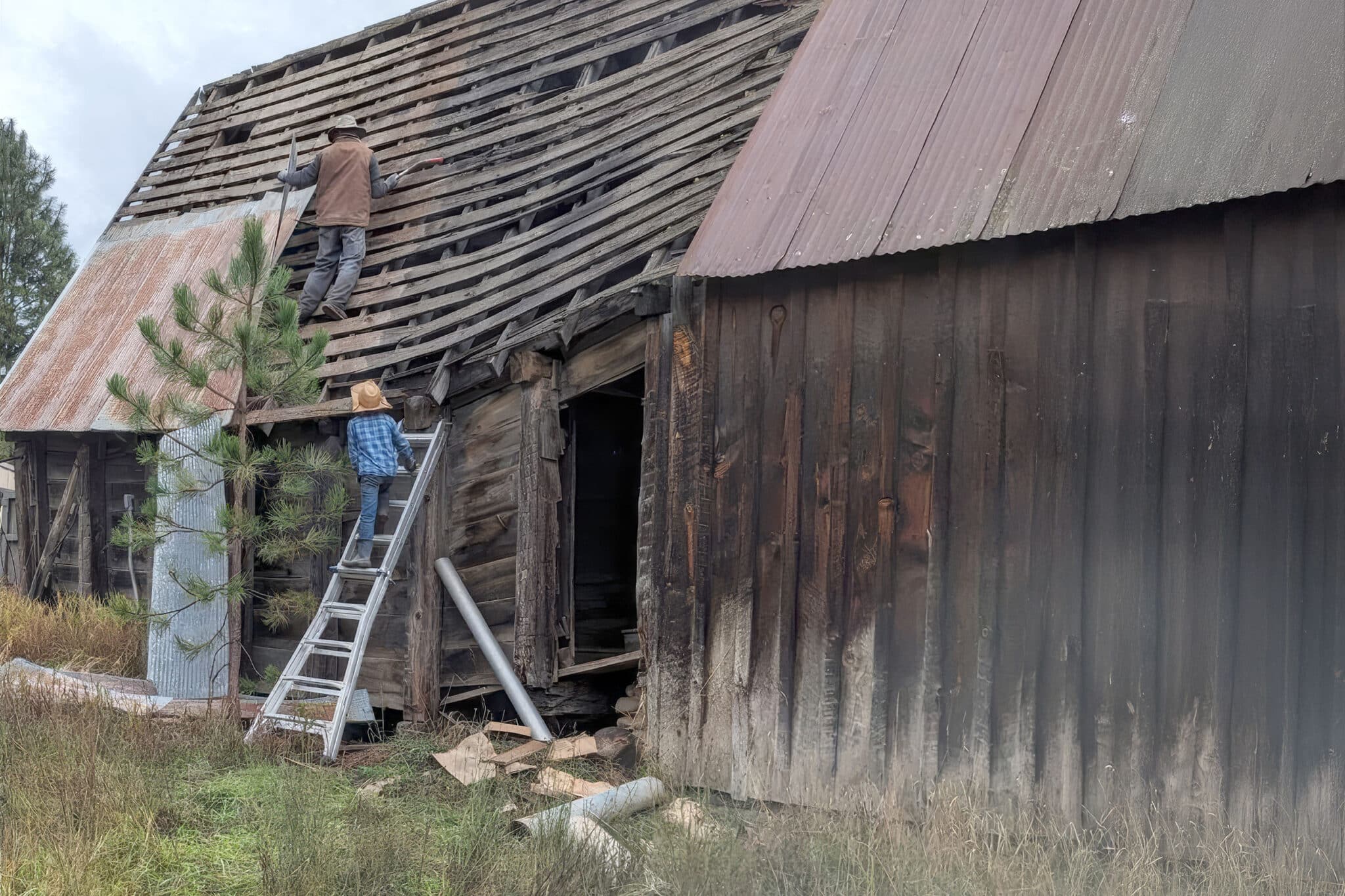 Gold rush rustic barn near Idaho being reclaimed for lumber